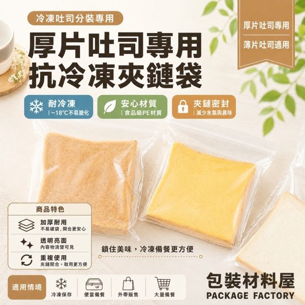 單片裝 抗冷凍厚片吐司夾鏈袋 果醬吐司夾鏈袋 冷凍吐司夾鏈袋 厚片吐司袋 冷凍土司專用袋 100入