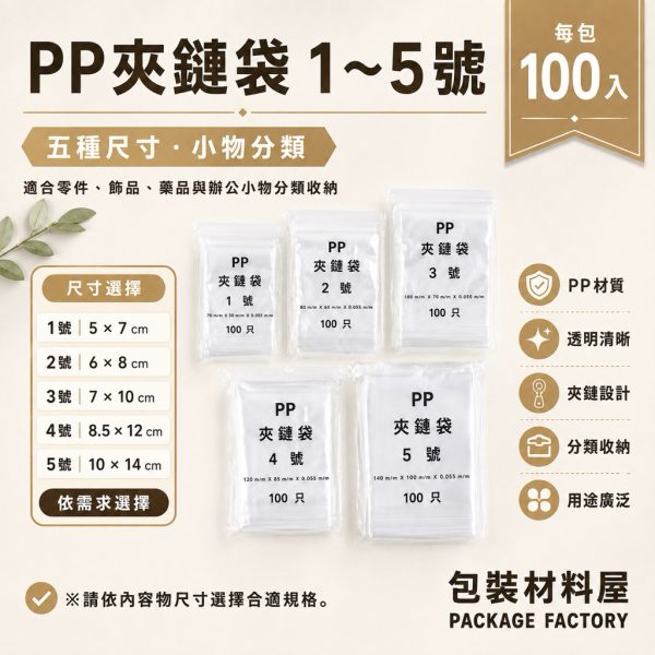 硬質 PP夾鏈袋 1~5號 耳環夾鏈袋 飾品夾鏈袋 零件夾鏈袋 食品分裝夾鏈袋 餅乾夾鏈袋 糖果夾鏈袋 100入