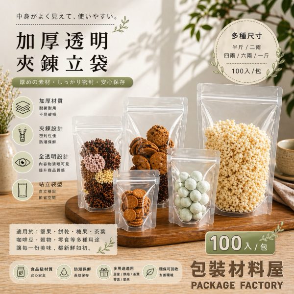高質感 加厚透明夾鏈立袋 一斤袋 半斤袋 六兩袋 四兩袋 二兩袋 | 100u厚度 耐碰撞 立袋
