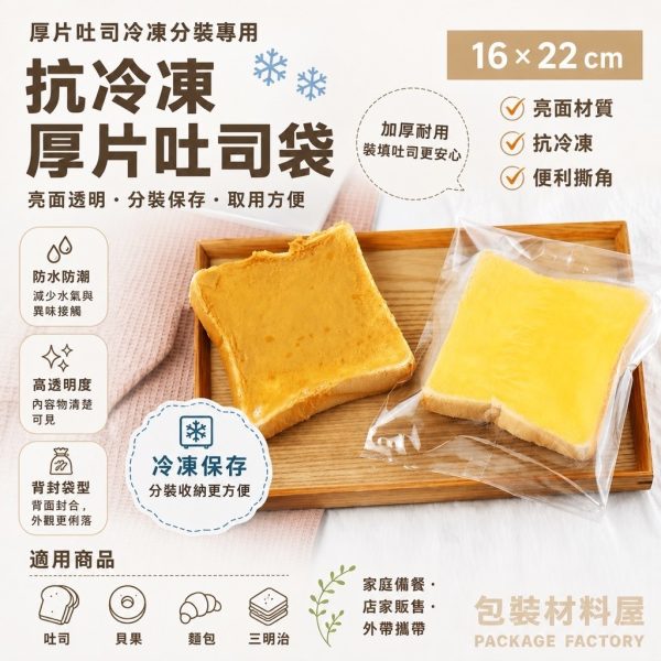 單片裝 亮面抗冷凍厚片吐司袋 有撕角 冷凍吐司袋 冷凍湯種吐司袋 冷凍土司專用袋 果醬吐司袋 100入