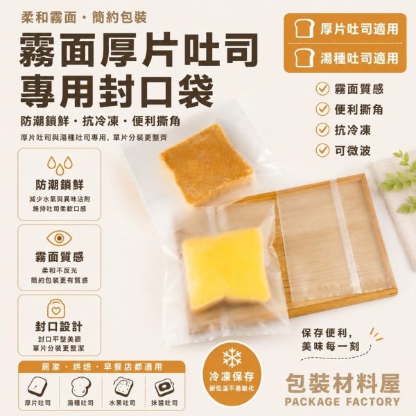 單片裝 霧面抗冷凍厚片吐司袋 有撕角 冷凍吐司袋 冷凍湯種吐司袋 冷凍土司專用袋 果醬吐司袋 100入