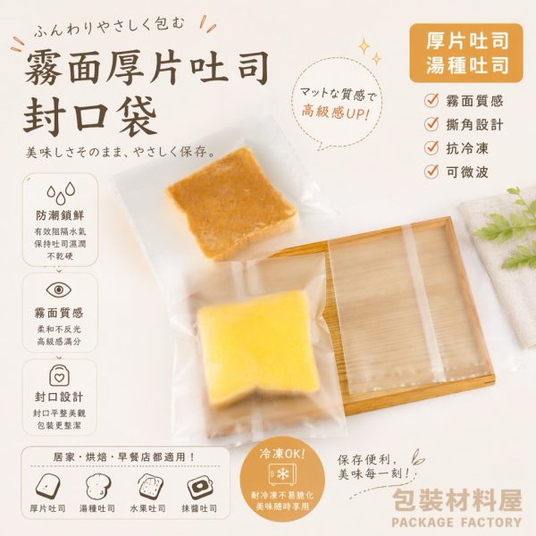 單片裝 霧面抗冷凍厚片吐司袋 有撕角 冷凍吐司袋 冷凍湯種吐司袋 冷凍土司專用袋 果醬吐司袋 100入