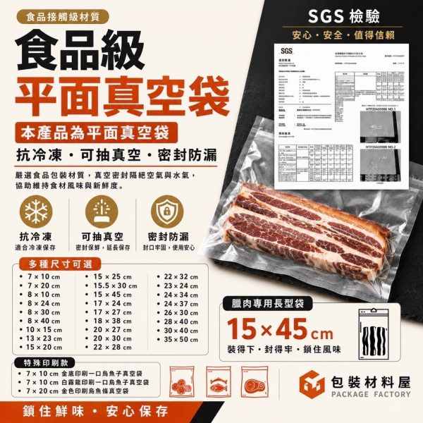 抗冷凍真空袋 多規格 100入 食品真空袋 食品級真空袋 食物真空袋 真空包裝袋 光面真空袋