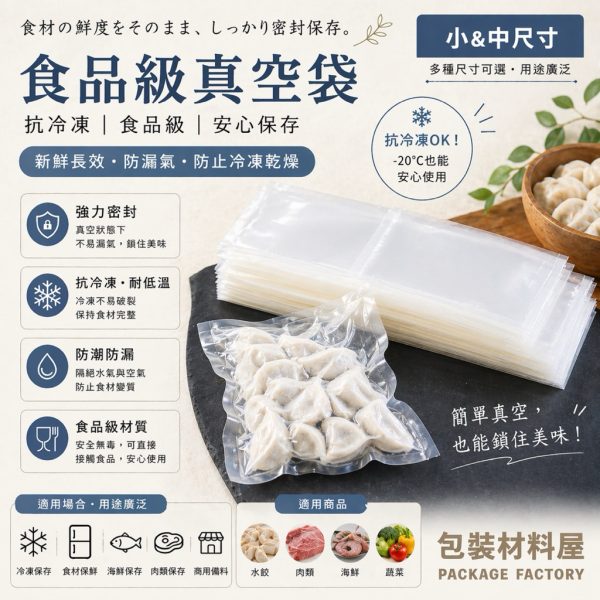抗冷凍真空袋多規格 100入 食品真空袋 食品級真空袋 食物真空袋 真空包裝袋 光面真空袋