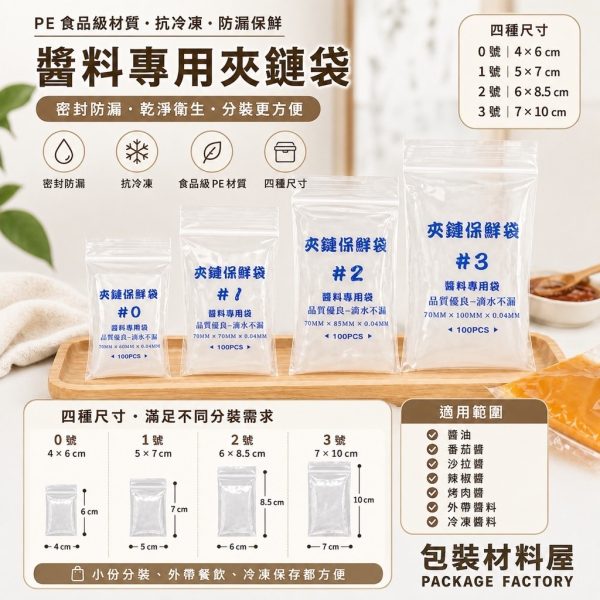 抗冷凍 醬料專用夾鏈袋 100入 |  無紅線不漏袋  醬料袋 水餃醬料袋 醬汁袋  食品夾鏈袋