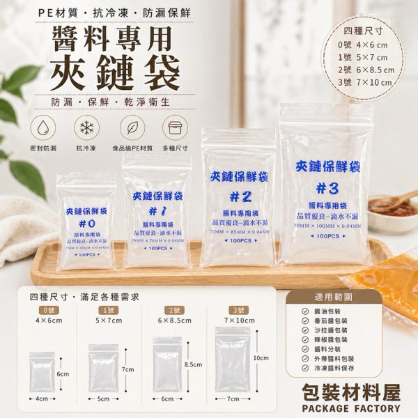抗冷凍 醬料專用夾鏈袋 100入 |  無紅線不漏袋  醬料袋 水餃醬料袋 醬汁袋  食品夾鏈袋